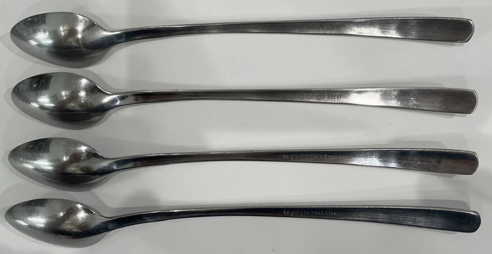 Juego de 4 cucharas de té helado Norpro de 8,25" cubiertos de cocina vintage de acero inoxidable Foto 3 de 4