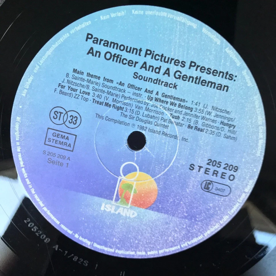 An Officer And A Gentleman Soundtrack Vinyl LP Compilation 1982 - Image 4 of 4