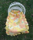 ANTIQUE WICKER ROCKING DOLL CRADLE + PILLOW & COVERLET - FREE LOCAL PICKUP — photo 1