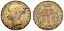 Victoria 1874 shield Sovereign, London, die 32, XF45