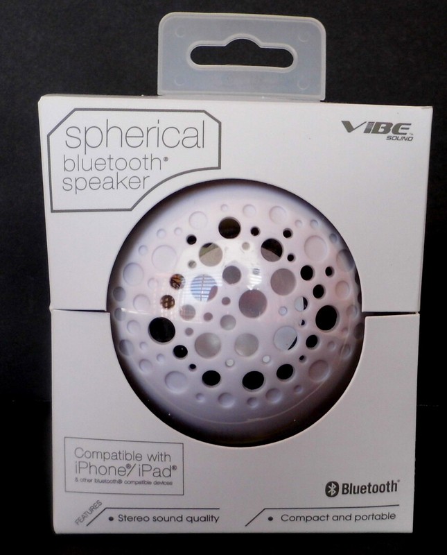 VIBE Round Bluetooth SPEAKER Portable and Small Only 3" in diameter WHITE