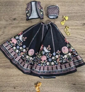 2024 Diwali Barbie doll Three-Piece OUTFIT ONLY, Boho-like Fashion Skirt Jewelry