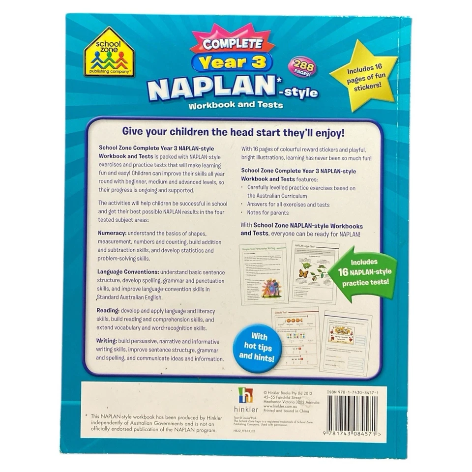 NAPLAN Style Year 3 Workbook & Tests Complete Numeracy Writing Reading School - Image 2 of 4