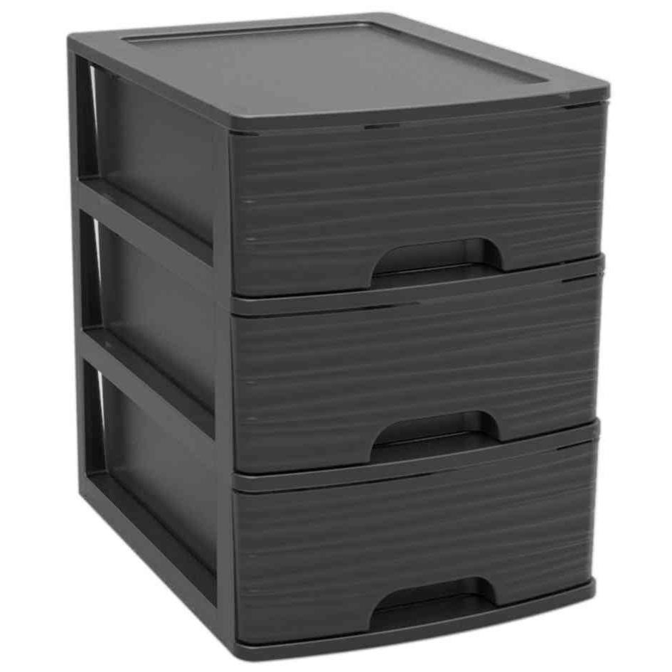 Module de classement A5 EDA STONE à 3 tiroirs noirs en polypropylène