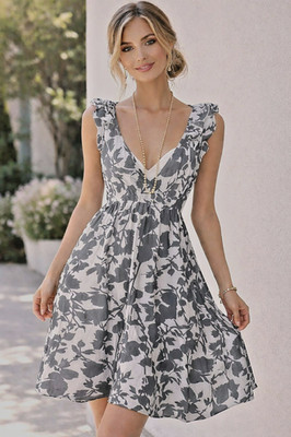 Noa Noa Dress Viscose Dress Gray Anthracite Floral