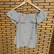 Collective Concepts Floral Stripe‎ Off Shoulder Top Size Large