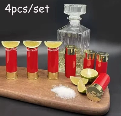 Shotgun Shell Shot Glasses Set of 4 Novelty Barware party xmas birthday gift