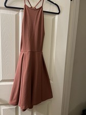 Windsor Dusty Rose Fit & Flare Dress Lace Back Strappy Skater Dress Size Small