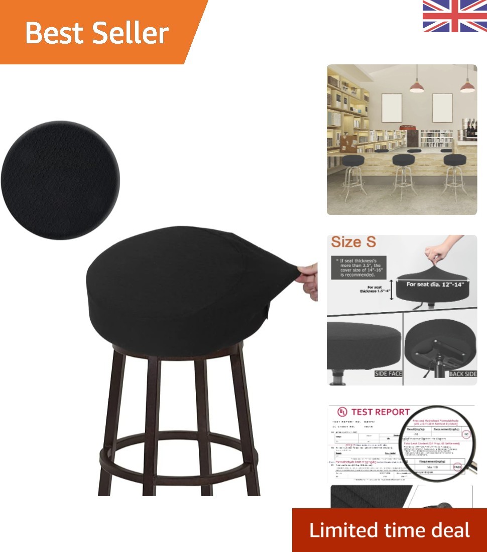 Luxury Stretchable Bar Stool Cover for 12-14'' Stools - Casual Black Design