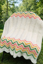 Handmade Crochet Baby Blanket Ivory with Multicolour Ripple 39x40 Inches