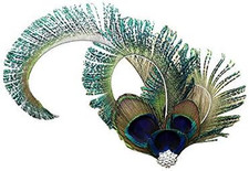 Fascinator Peacock Feather Hair Clips Flapper Headband Art Deco 20's Accessories