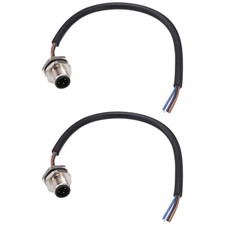 2Pcs M12 4 Pin Male Aviation Connector Cable, 0.8ft Male Cordset 250V 4A