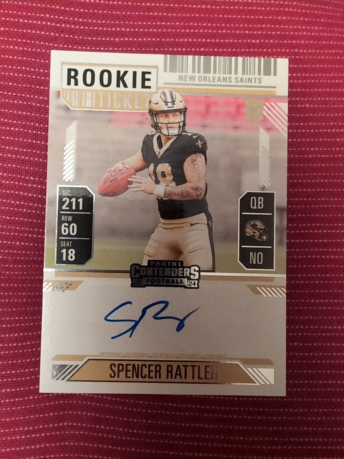 2024 Contenders Spencer Rattler Rookie Ticket RPS Variation On Card Auto RC #116