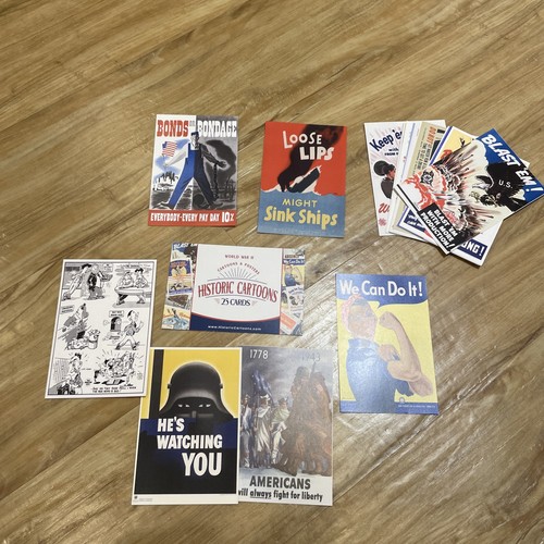 World War II Cartoons And posters โ HISTORIC CARTOONS-25 CARD SET Postcards