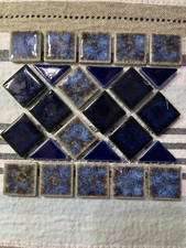 Blue Ceramic Mosaic Tile Assortment Square Diamond Triangle Pieces