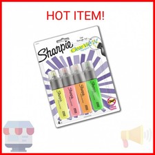 Sharpie Clear View Highlighters, Chisel Tip, Assorted Colors, 4 Count