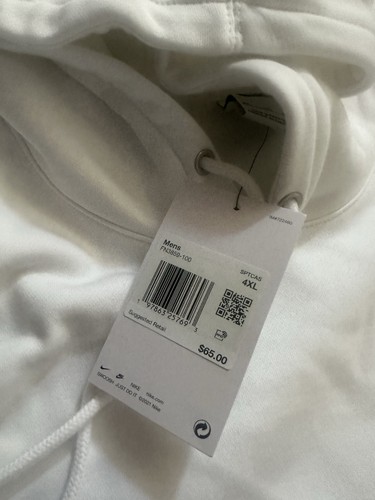 NWT Nike 4XL Pullover Sweatshirt Hoodie White Logo - Picture 3 of 6