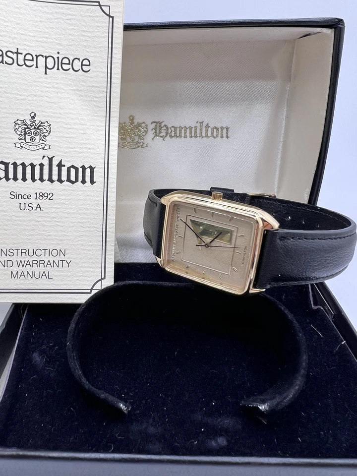 Para Hombres Nuevo Antiguo Stock Hamilton Obra Maestra Tanque Tono Dorado Sikorsky Reloj de Empleado Foto 2 de 4