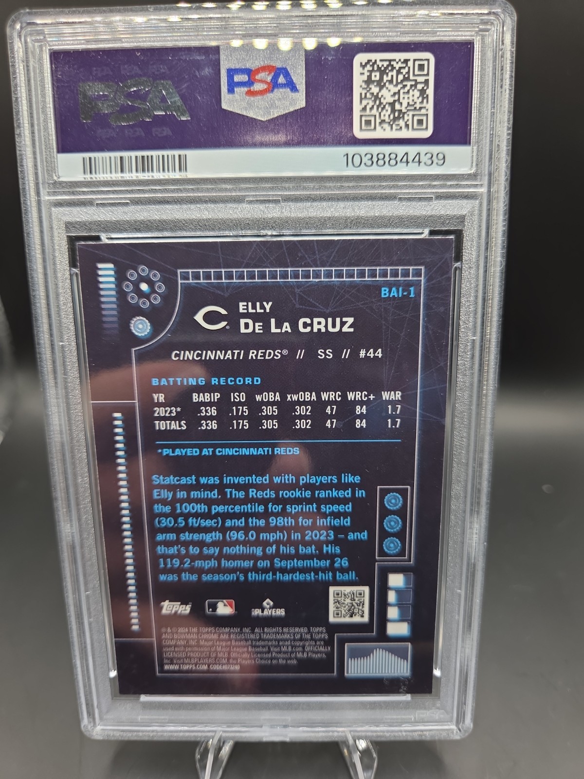 Topps 2024 Bowman Ai Chrome Elly De La Cruz #BAI-1 PSA 9 Reds Rookie view 4