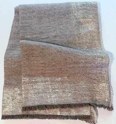 Sferra STILO Throw Blanket Alpaca Wool Blend Brown Gold Metallic 51x71 Italy New