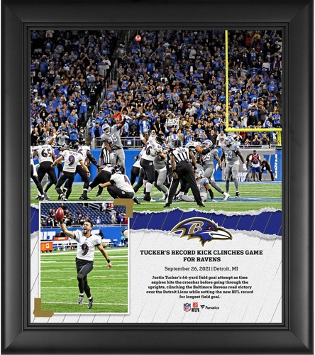 Justin Tucker Baltimore Ravens FRMD 15x17 NFL Record 66-Yard Field Goal Collage