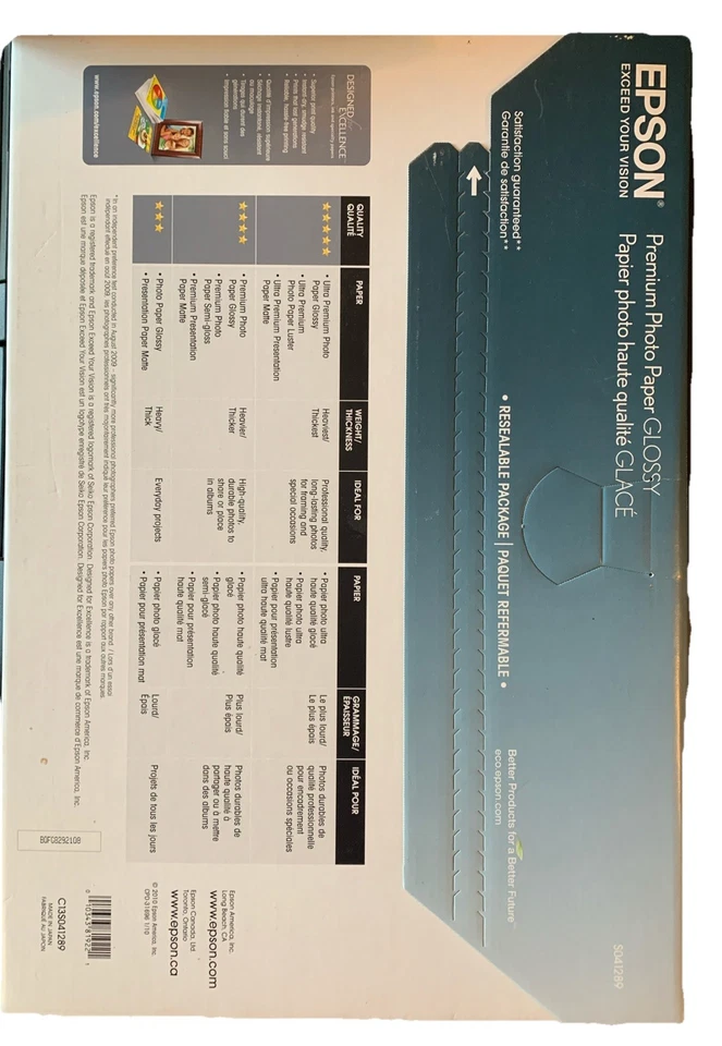 NEW Epson Premium Photo Paper Glossy 13x19 20 Sheets Ink Jet SEALED - Image 2 of 2