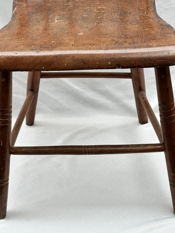 Silla de escritorio de tablón macizo de arce de mediados a finales de 1800 hecha a mano Foto 4 de 4