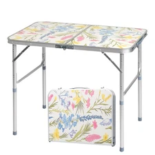3/4FT Portable In/Outdoor Aluminum Leaves Pattern Folding Picnic Camping Table