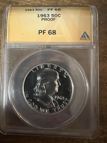1963 Franklin Half Dollar – ANACS PF68 – 90% Silver Proof – Final Year Issue