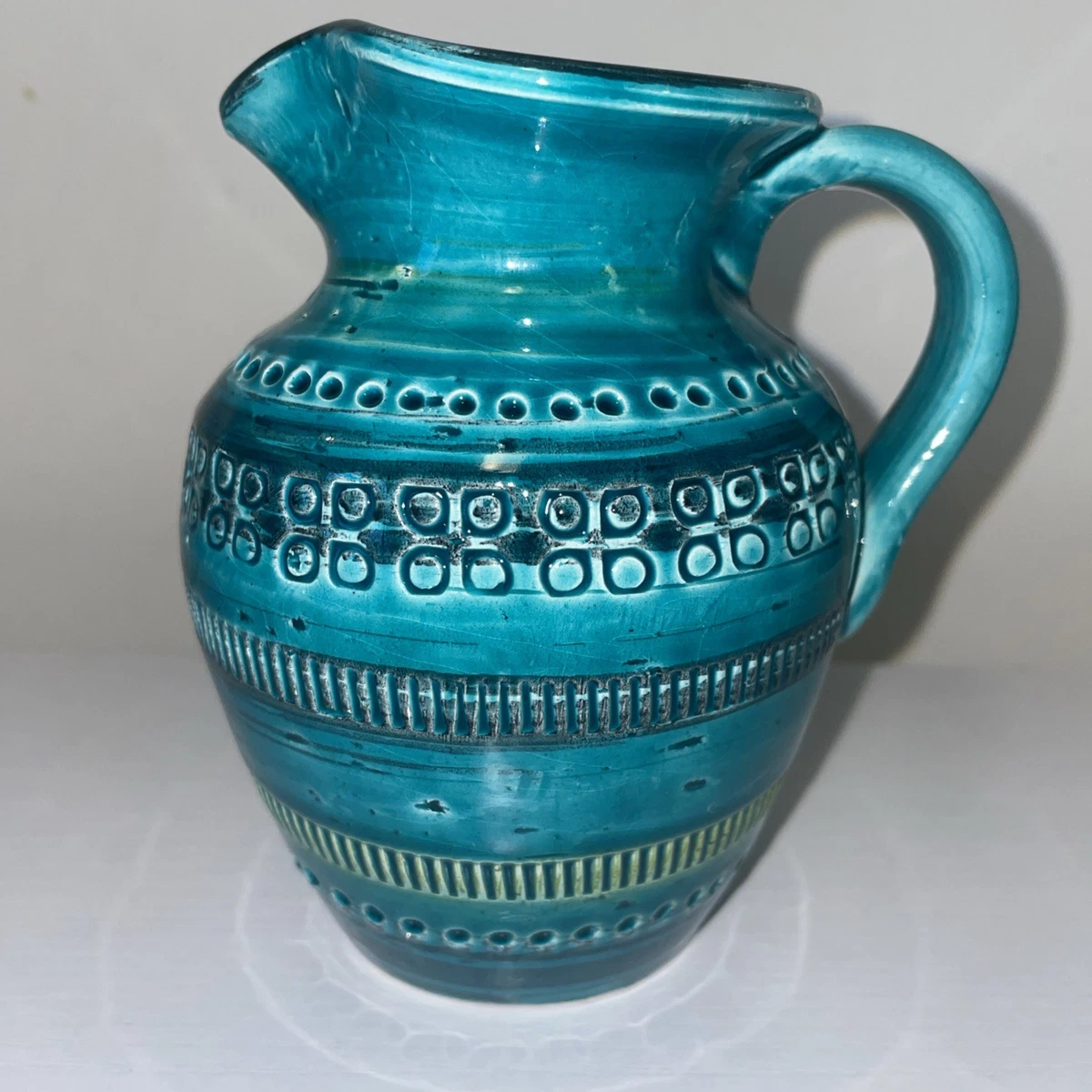 FLAVIA BITOSSI Turquoise Pitcher Italian Ceramic MCM 5” | eBay