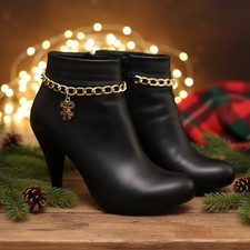 NEW Women 2PCS Boot Chain Bracelets Western Shoe Charistmas Candy Cane Charm USA