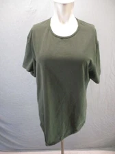 BYLT Premium Size L Women Green Cotton Blend Round Neck Short Sleeve T-Shirt 036