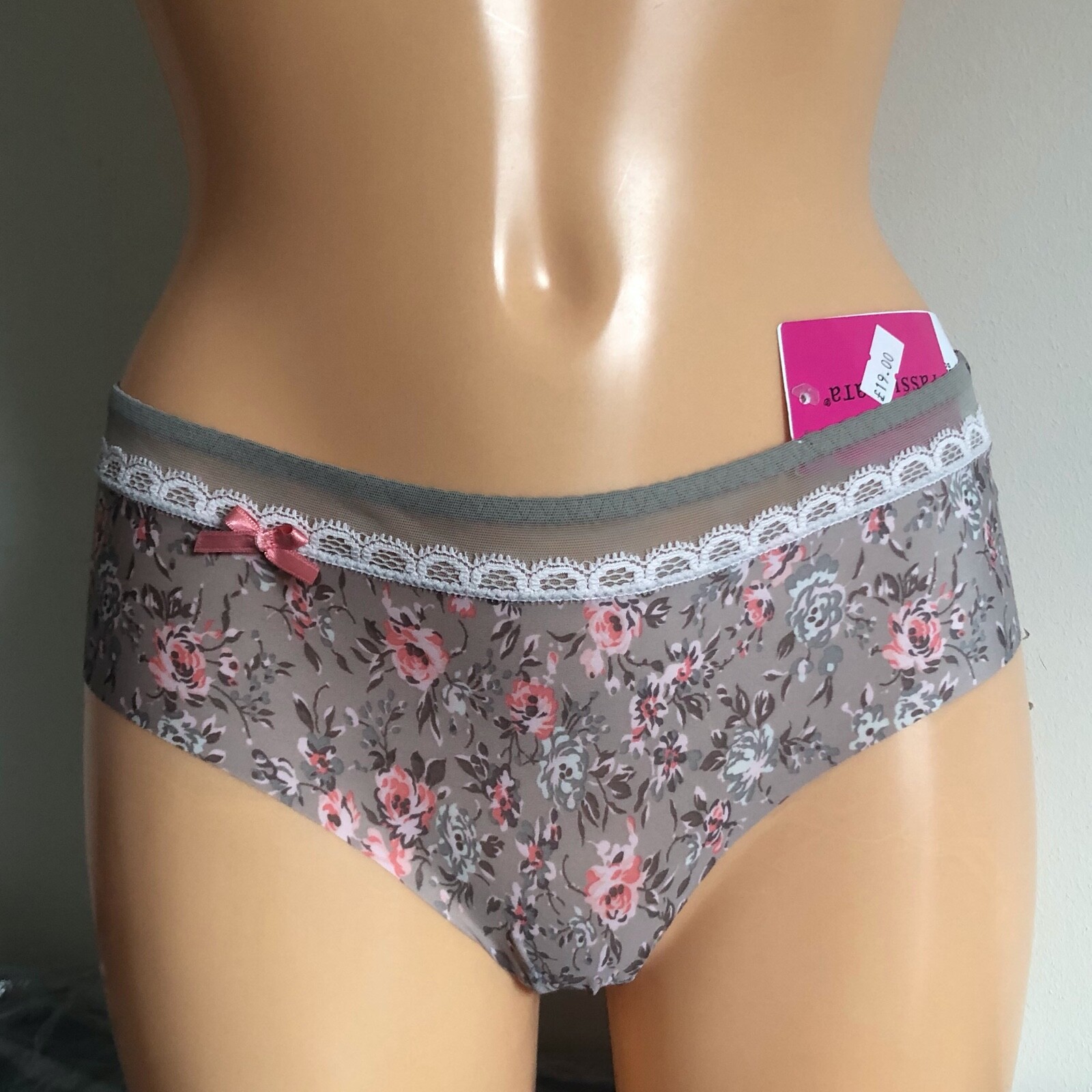 Chantelle Passionata Charm Short Size XS 8 Beige Floral No VPL Hipster 4604 New