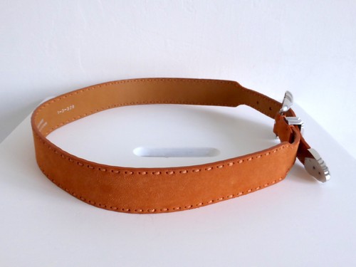 NURAGE Ledergürtel Veloursleder orange mit Silberschnalle Gr. 85 - Bild 5 von 9