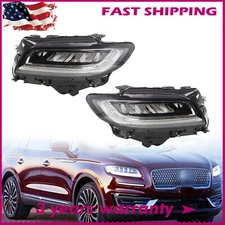 Pair Left & Right LED Headlight For 2019 2020 2021 Lincoln Nautilus W/O Adaptive