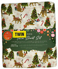Envogue Holiday Collection Christmas Cheetah 3-Piece Twin Sheet Set Trees Nwt