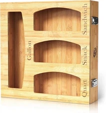Ziplock Bag Storage Organizer Bag Storage Organizer for Kitchen Drawer, Bamboo