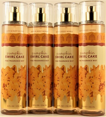 QTY 4 - Bath & Body Works PUMPKIN SWIRL CAKE Fine Fragrance Body Mist Spray 8Oz