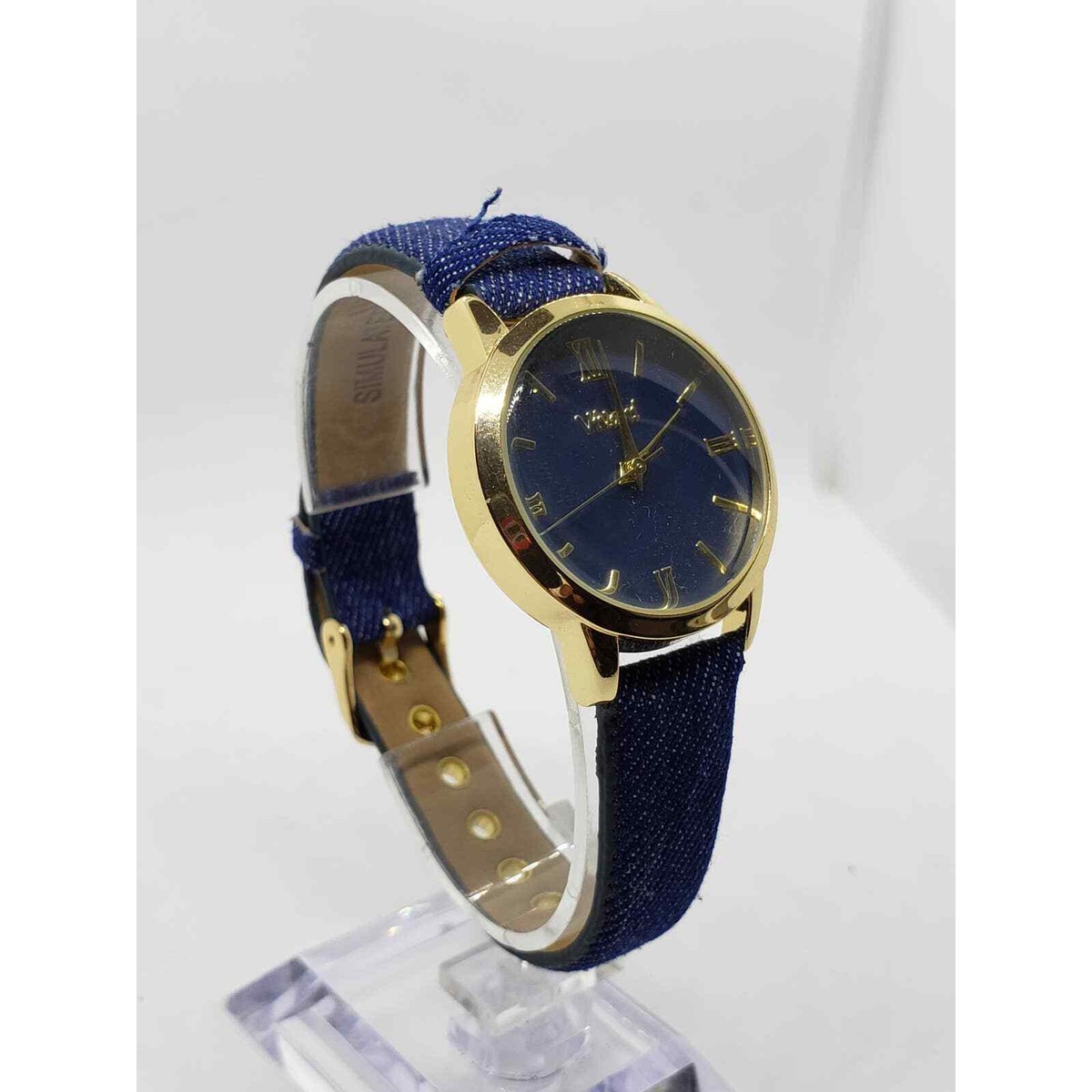 Vivani WAC5341KL 0520. Blue face with gold accents, denim blue band. Vivani Gold & Blue Denim Wrist Watch - Stainless Steel  main image 3