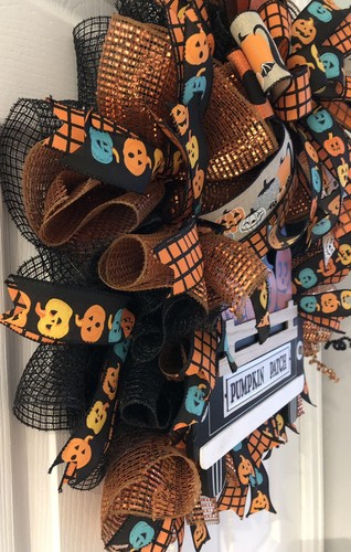 Halloween wreath,Decorations Pumpkin Wreath, Front Door Wreath Pumpkin Decor. - 第 3/4 張圖片