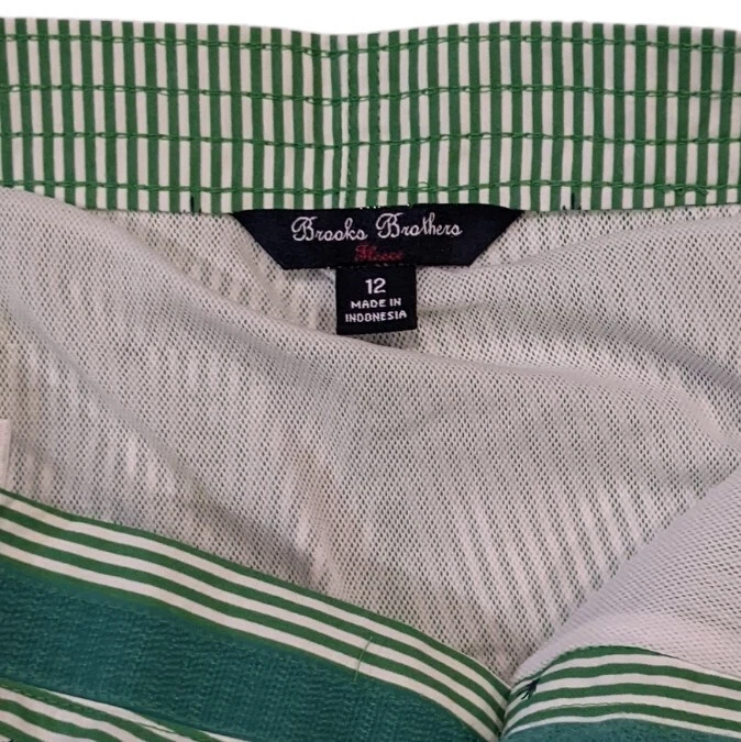 Pantalones Cortos Brooks Brothers Niños Natación Camiones Tabla Palmeras Talla 12 Rayas Verdes Foto 3 de 4