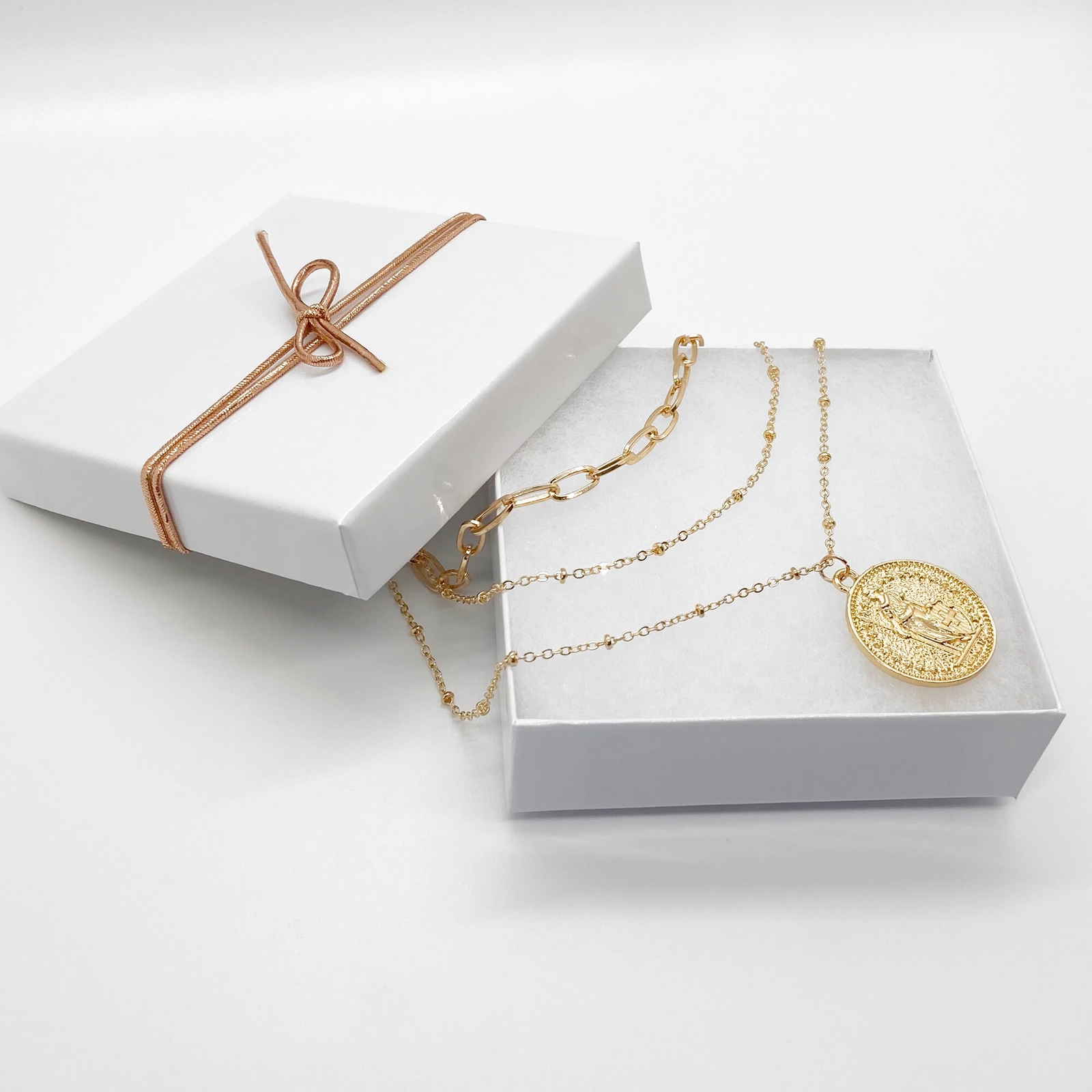 Gold Coin Necklace Virgin Mary Necklace with Layered Gold Chains eBay