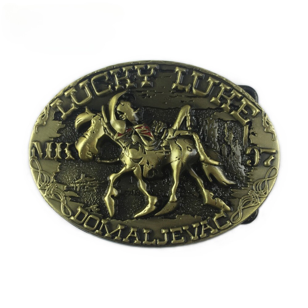 Lucky Luke Western Belt Buckle for Men & Women Cowboy Rodeo Vintage Style Wear