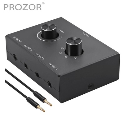 4 Way 3.5mm Audio Switcher 1 Input 4 Output / 4 Input 1 Output Stereo Audio Spli