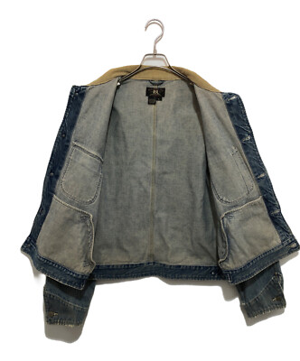 RRL RALPH LAUREN CORDUROY COLLAR DENIM JACKET MEN INDIGO COTTON