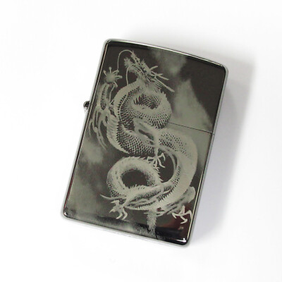 Vintage Zippo Flying Dragon Laser Engraving Black Japan Limited Oil Lighter 2004