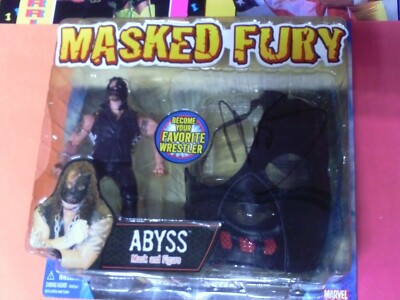 TNA  MASKED FURY ABYSS MASK AND FIGURE AUTOGRAPH BY ABYSS RARE