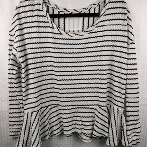 black and white striped peplum top