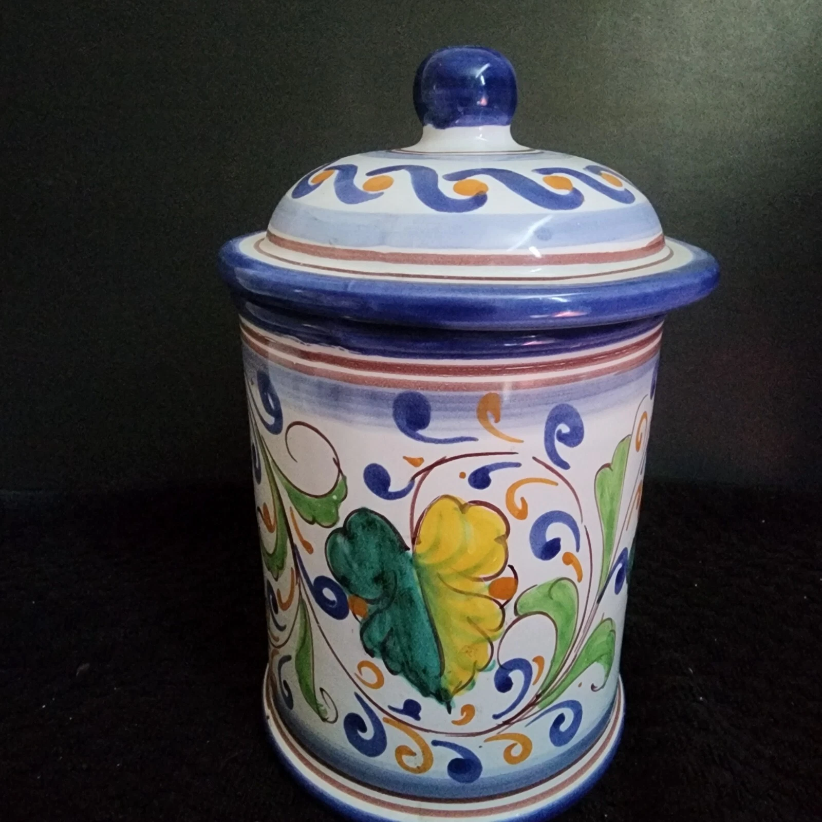 VTG Handmade in Italy Frutta Round Lidded Canister Zucchro (Sugar) Jar