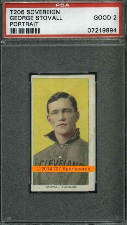 1910 T206 George Stovall Portrait PSA 2 (9894) Sovereign 350